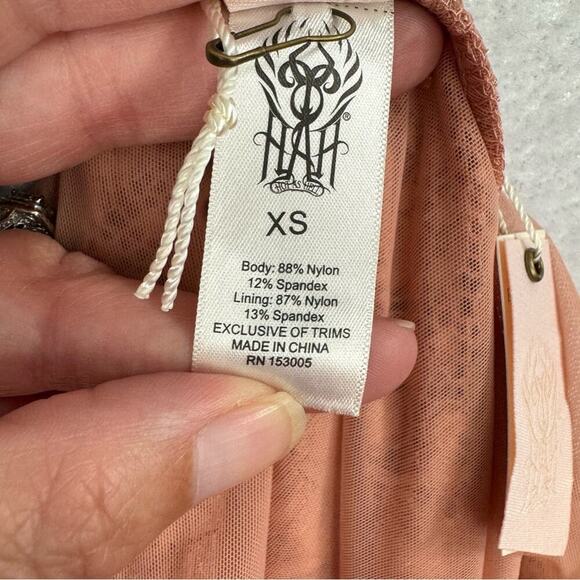 We Are HAH Size XS Tight Squeeze Bodycon Mini Dress Copper Rose Lace Lined NEW - Picture 12 of 16